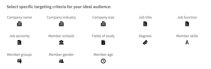 Parametrar i LinkedIn Campaign Manager för att välja målgrupp