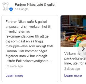 Så ser ett covid-19 inlägg ut på Google My Business i desktop