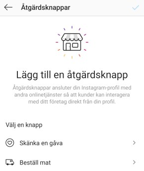 så lägger du till åtgärdsknapp för Matbeställningar på Instagram