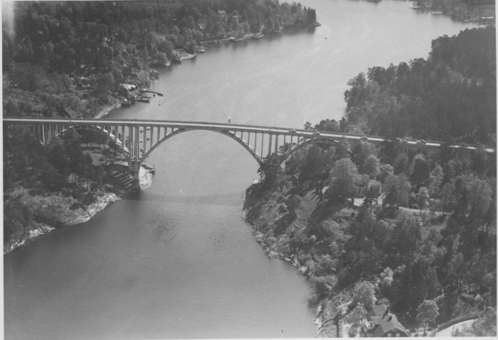 Flygfoto över gamla Skurubron, 1936
